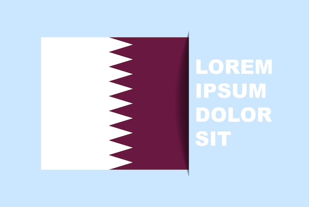 Halve Qatar-vlagvector met kopieerruimte, landvlag met schaduwstijl, horizontaal dia-effect