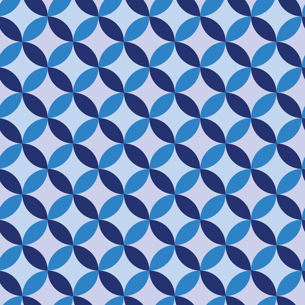 Halverwege de eeuw moderne geometrische cirkels naadloos patroon in marineblauw en turkoois op lichte achtergrond