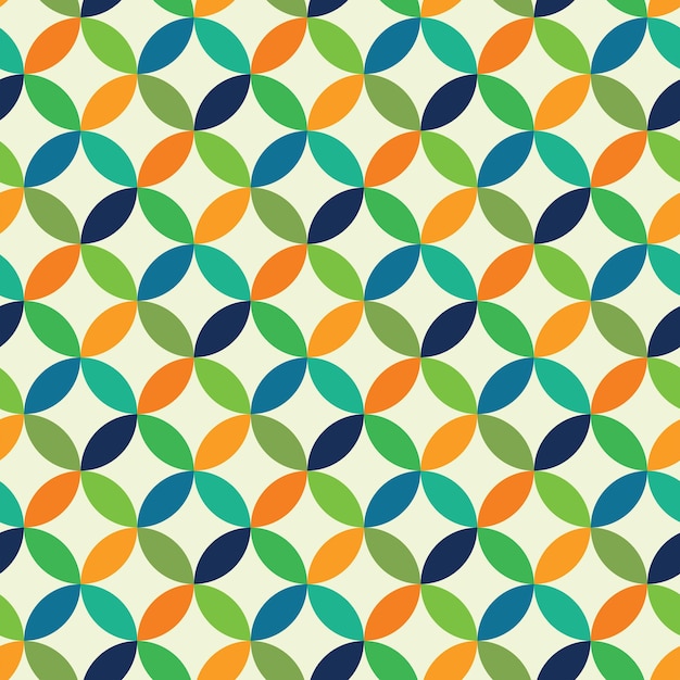 Halverwege de eeuw moderne geometrische kleurrijke cirkels in groen oranje groenblauw en blauw