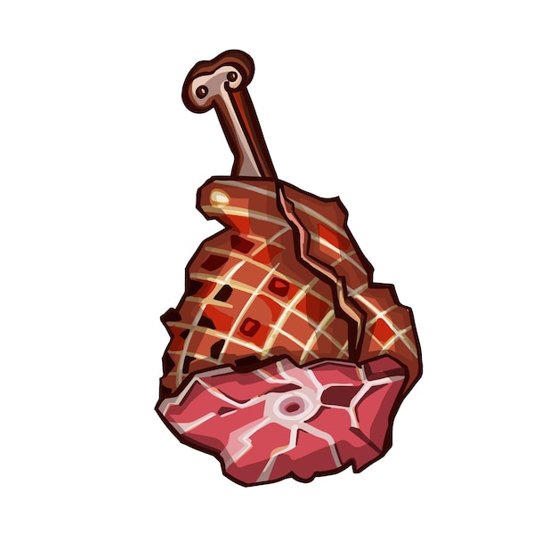 Carne di prosciutto con il disegno vettoriale dell'osso