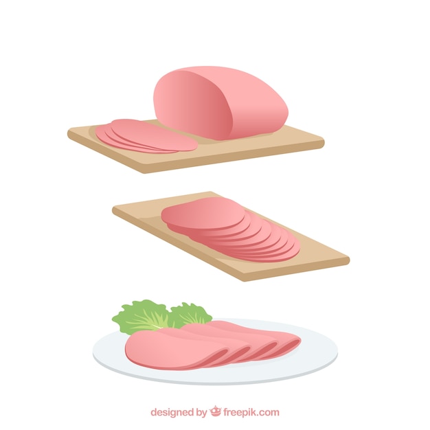 Vector ham slices illustration