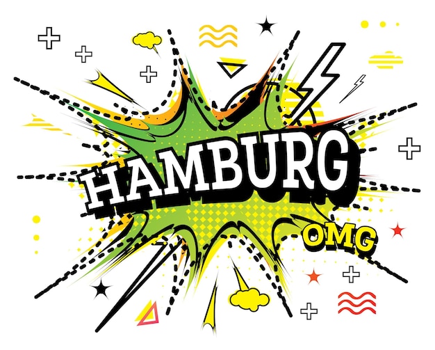 Hamburg Comic Text in Pop Art Style Isolated on White Background