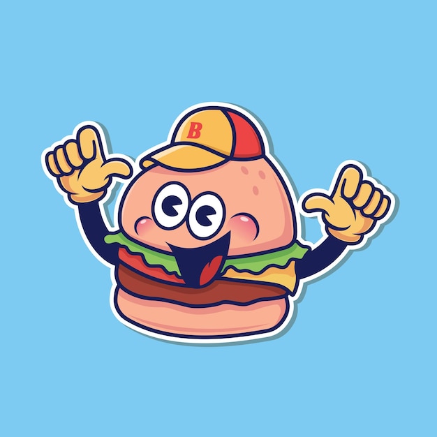 Vector hamburger cartoon mascot editable vector