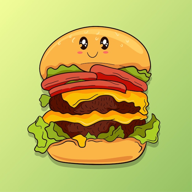 Hamburger Character Design Illustration