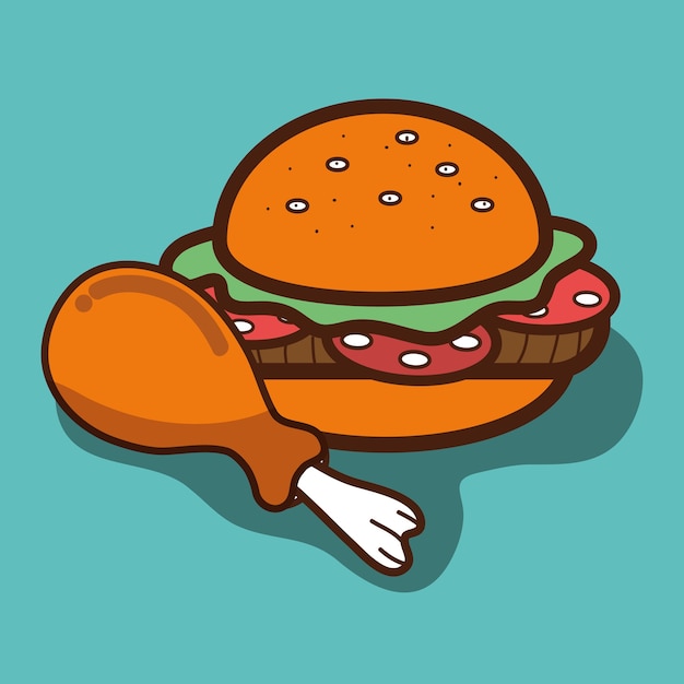 Hamburger and chicken thigh food icon