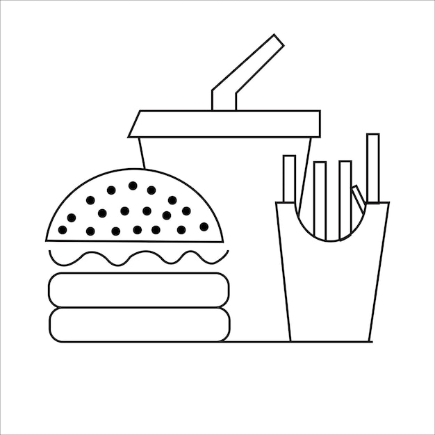 A hamburger and a cup of fries are next to it.