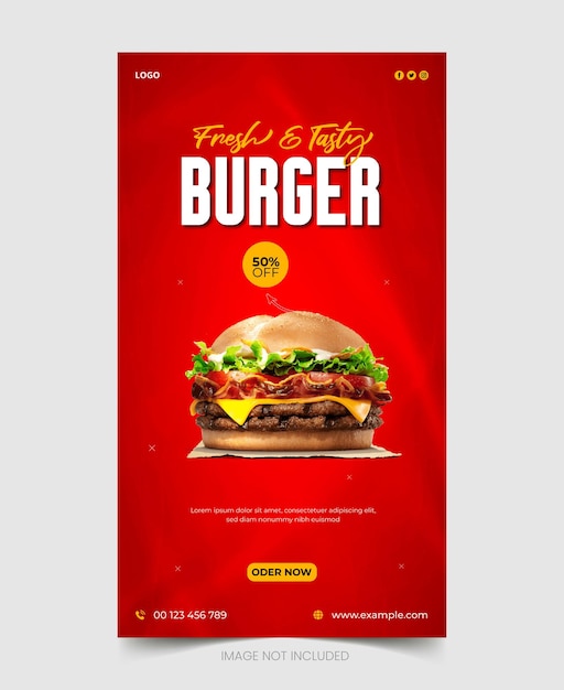 Hamburger en eten menu sociale media Instagram verhaal bannersjabloon