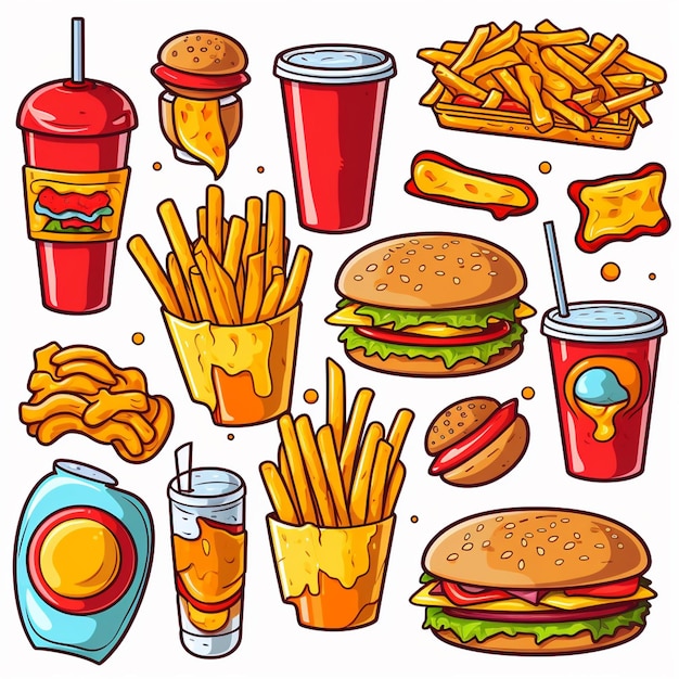 Hamburger eten vector hamburger illustratie pictogram restaurant pizza snel broodje menu drankje