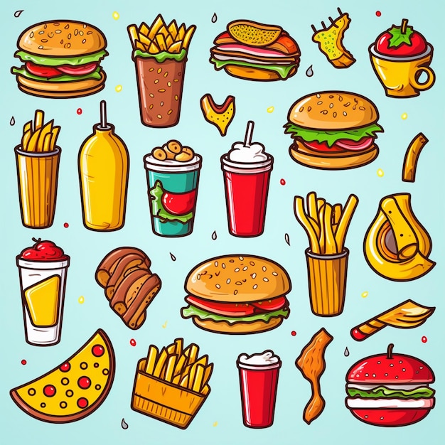 Hamburger eten vector hamburger illustratie pictogram restaurant pizza snel broodje menu drankje