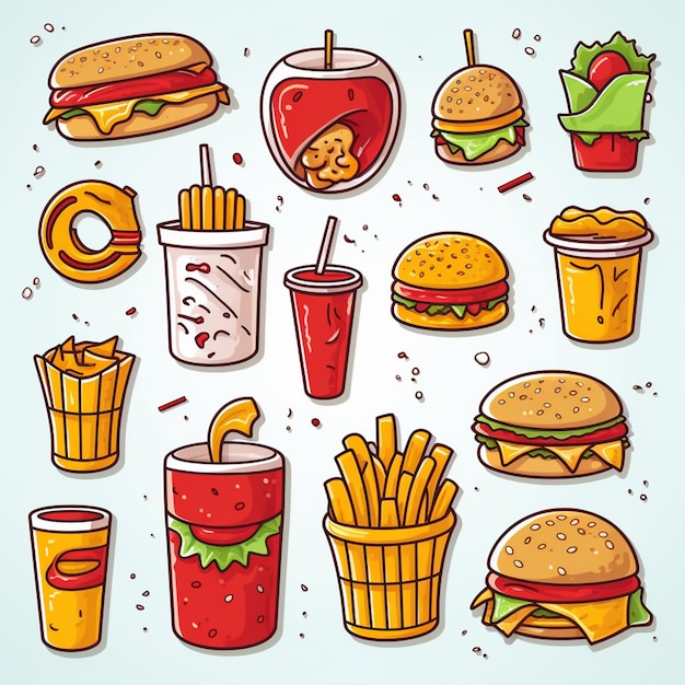 Hamburger eten vector hamburger illustratie pictogram restaurant pizza snel broodje menu drankje