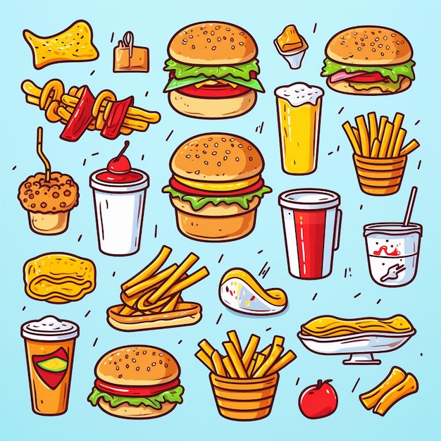 Hamburger eten vector hamburger illustratie pictogram restaurant pizza snel broodje menu drankje