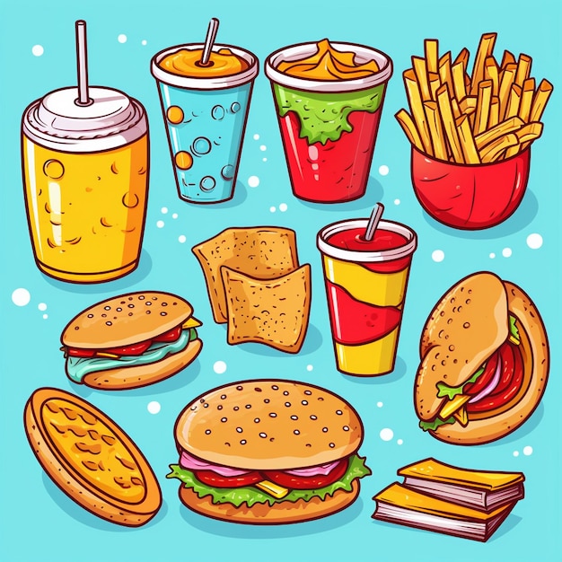 Hamburger eten vector hamburger illustratie pictogram restaurant pizza snel broodje menu drankje