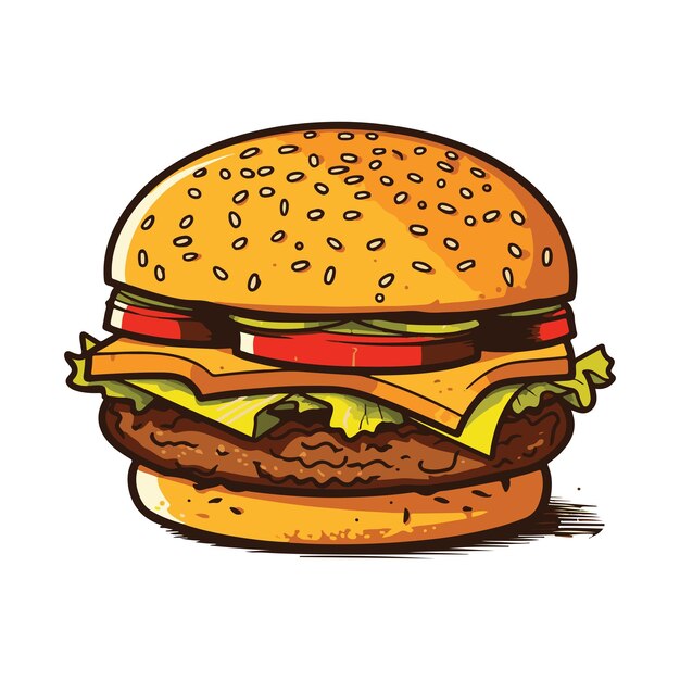 Hamburger fastfood hand getrokken schets vector illustratie ontwerp