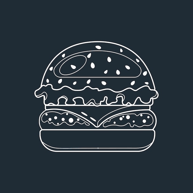 Hamburger fastfood pictogrammen in lyne stijl Vector voedsel illustratie