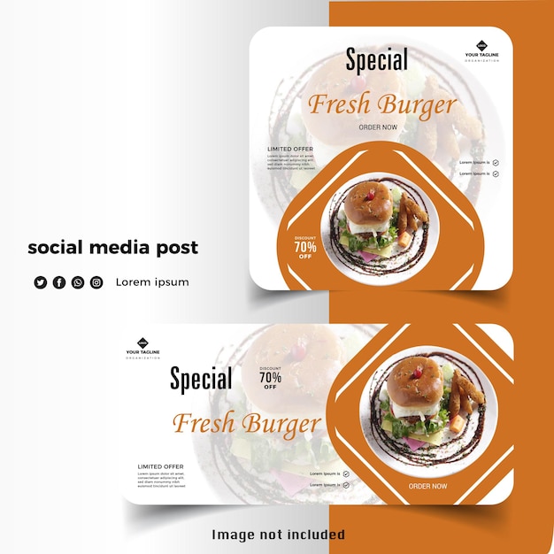 Hamburger fastfoodrestaurantpromotie voor sociale media-sjabloonset