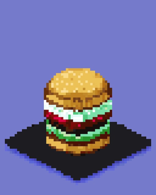 Vector hamburger food pixel art isolated vector game food kitchen games element