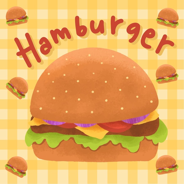 ベクトル ハンバーガーの手描きイラスト