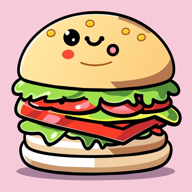 Hamburger hand drawn flat stylish cartoon sticker icon concept isolated illustration