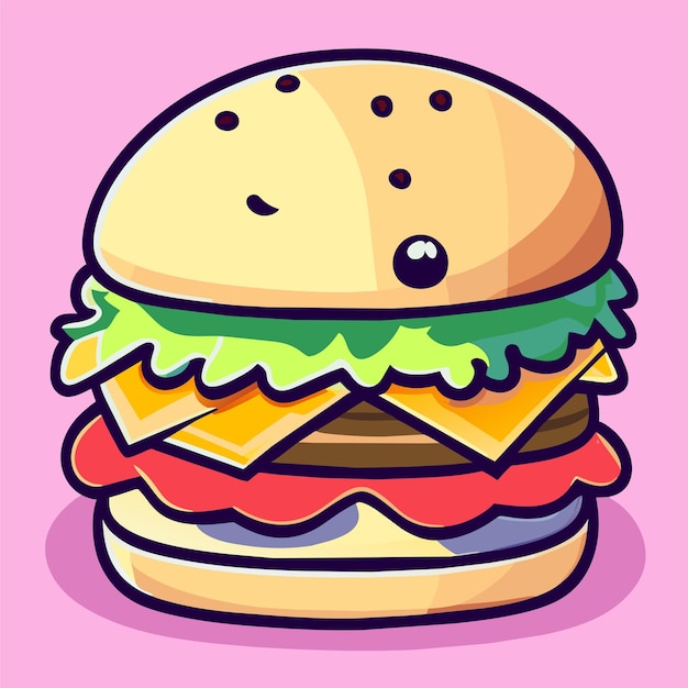 Hamburger hand drawn flat stylish cartoon sticker icon concept isolated illustration