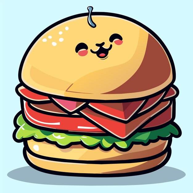 Hamburger hand drawn flat stylish cartoon sticker icon concept isolated illustration