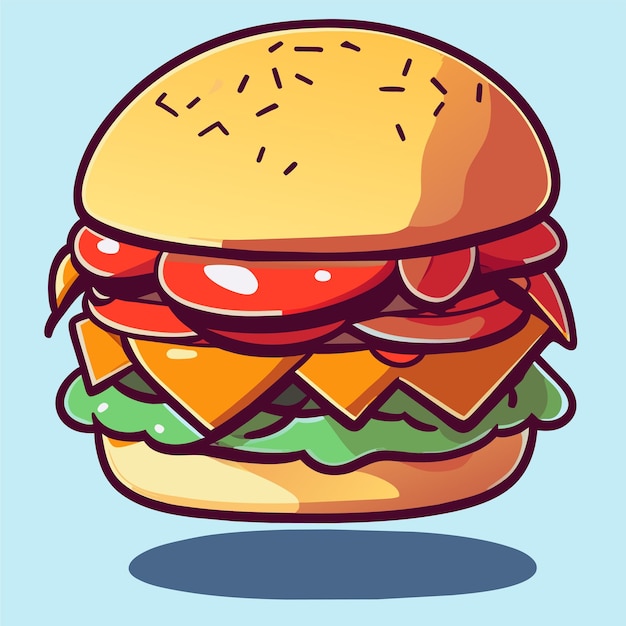 Hamburger hand drawn flat stylish cartoon sticker icon concept isolated illustration