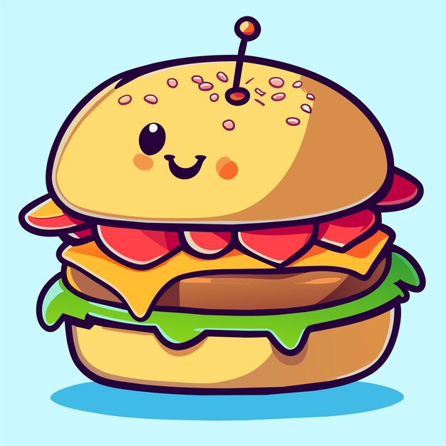 Vector hamburger hand drawn flat stylish cartoon sticker icon concept isolated illustration