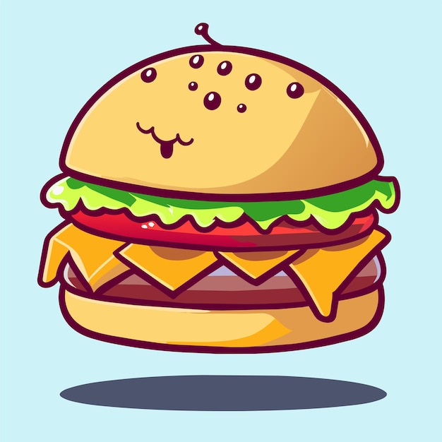 Vector hamburger hand drawn flat stylish cartoon sticker icon concept isolated illustration