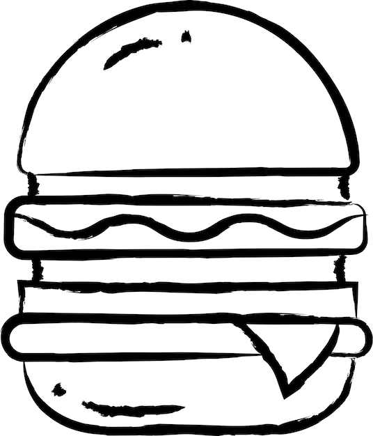 ハンバーガーを手で描いたベクトルイラスト