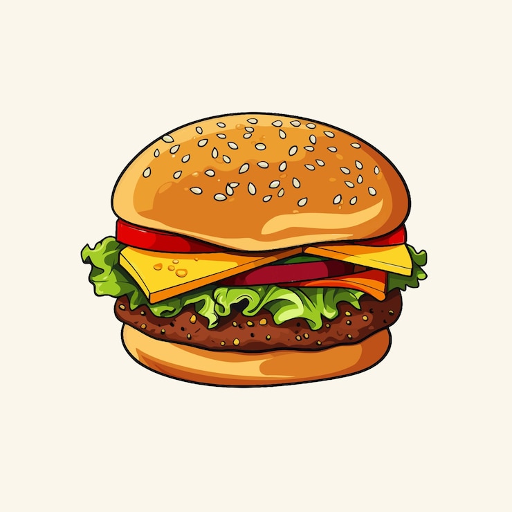 Vector hamburger illustratie eenvoudige platte klassieke kleur vector