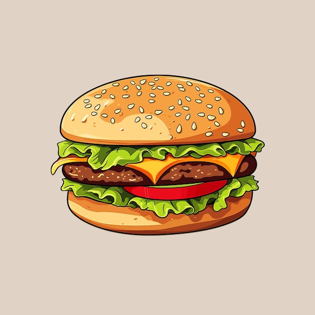 Hamburger illustratie eenvoudige platte klassieke kleur vector