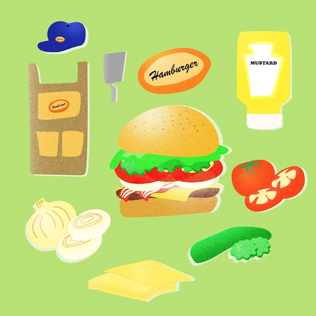 Hamburger illustratie ruwe textuur