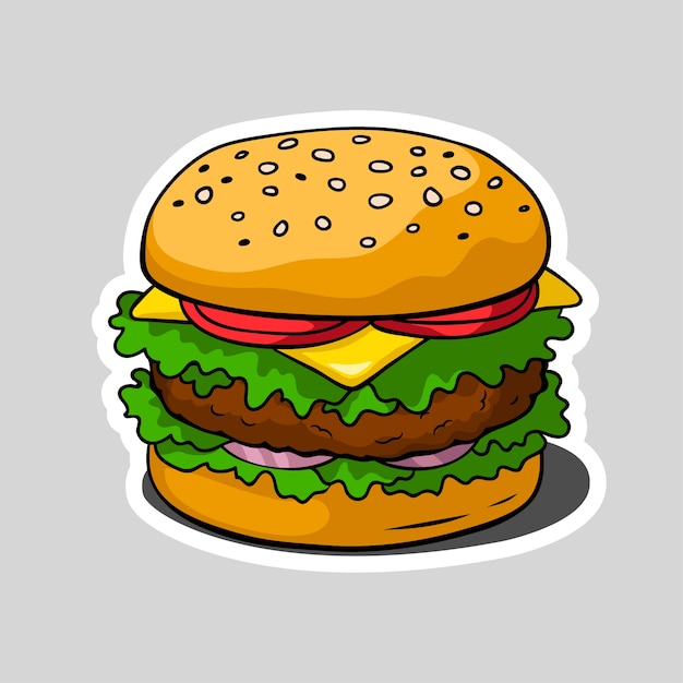 Hamburger illustration in cartoon style