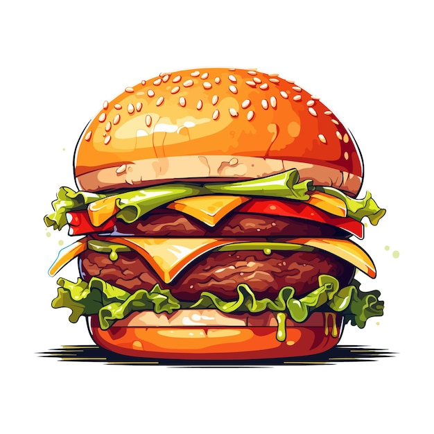 Illustrazioni di hamburger su sfondo bianco