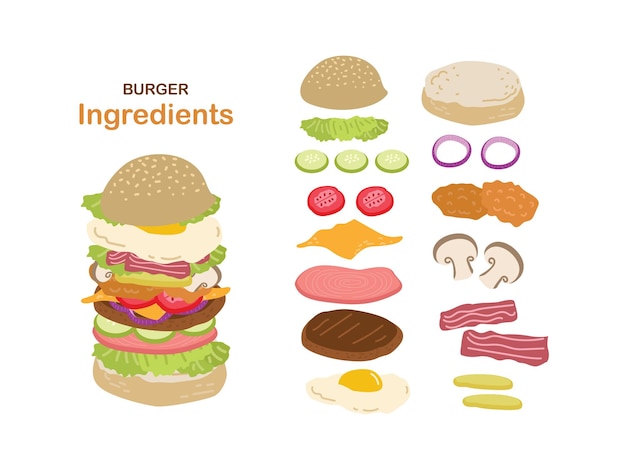 Hamburger Ingrediënten illustratie