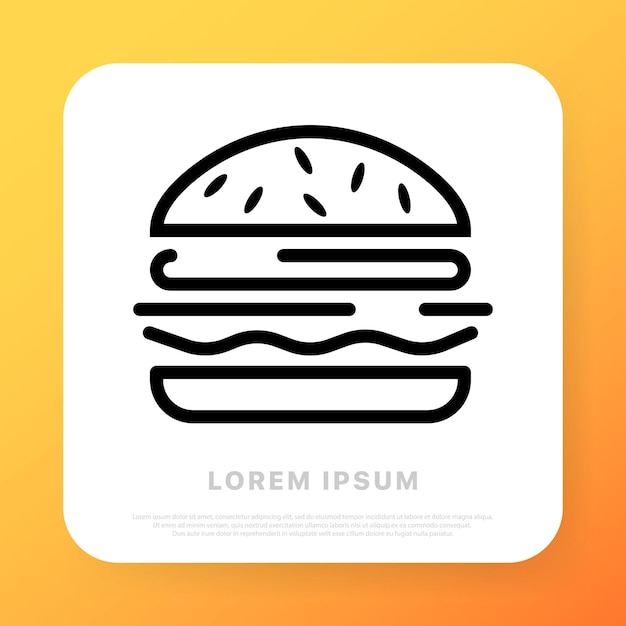 Hamburger lijn icoon Hamburger beefburger Fast food cooncept lijn icoon stijl Vector lijn icoon voor zaken en reclame