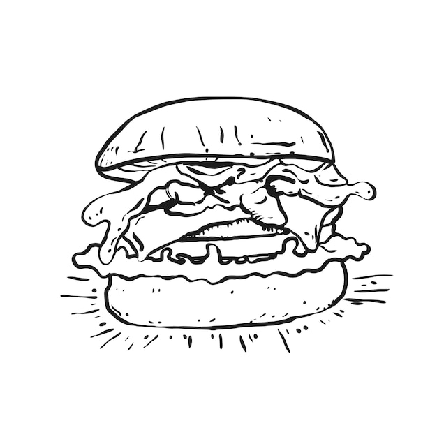 Vector hamburger lijn kunst illustratie