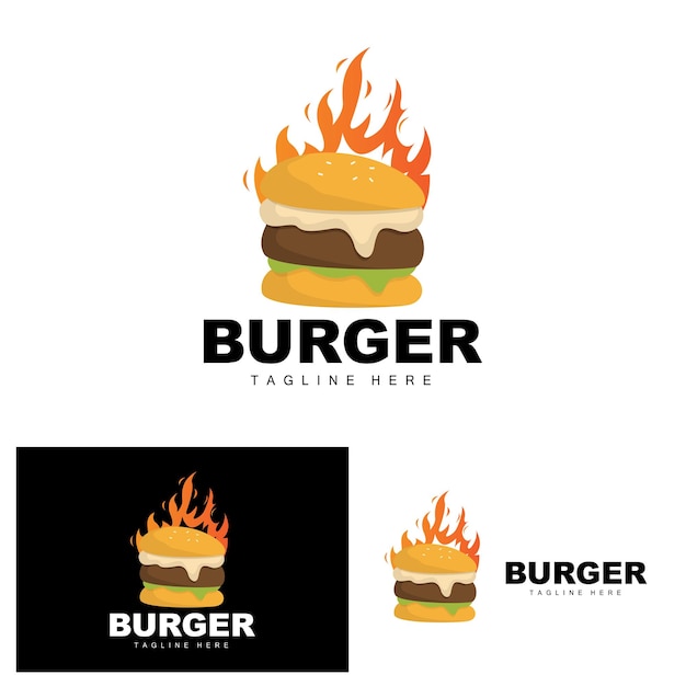 Hamburger Logo Brood Vector Vlees En Groente Fast Food Ontwerp Hamburger Winkel En Product Merk Pictogram Illustratie