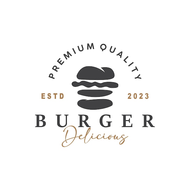 Hamburger Logo Fast Food Design Heet en heerlijk eten Templet vectorillustratie