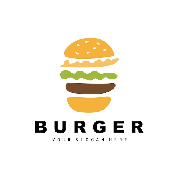 Hamburger Logo Fast Food Ontwerp Brood En Groenten Fast Food Restaurant Merk Pictogram Vectorillustratie