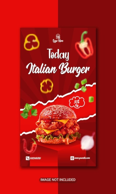 hamburger menu flyer social media post of fast food menu ontwerp premium vector