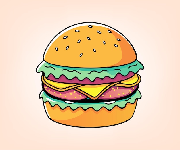 Hamburger met de hand getekende vector