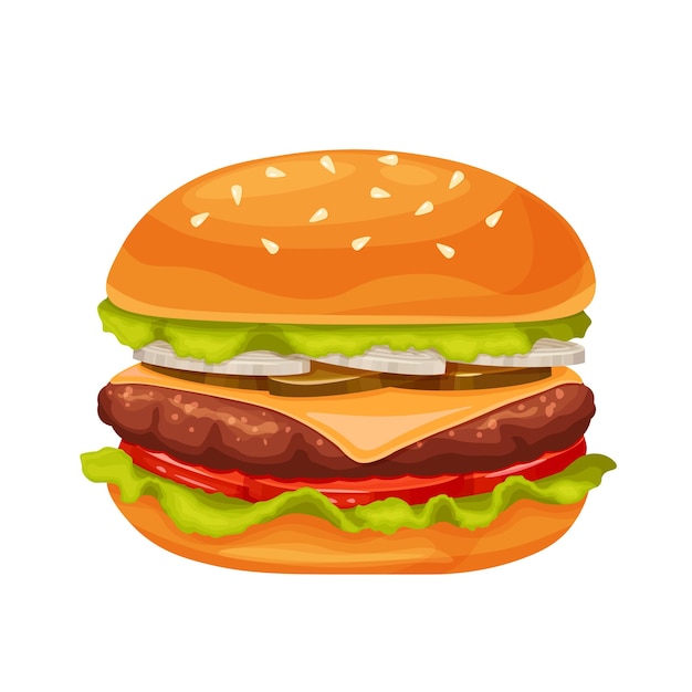 Vector hamburger of cheeseburger cartoon icoon