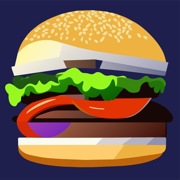 Vector hamburger of cheeseburger met vlees en kaas of fastfoodburger met kaasvector