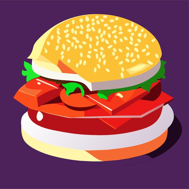 Vector hamburger of cheeseburger met vlees en kaas of fastfoodburger met kaasvector