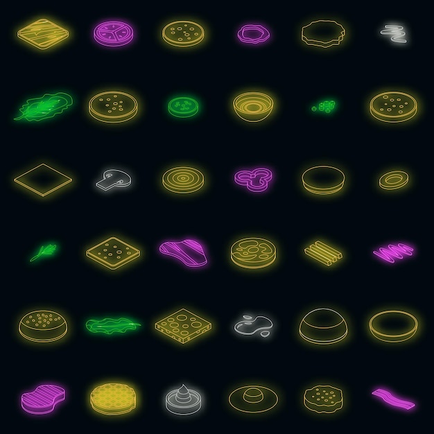 Hamburger pictogrammen instellen vector neon