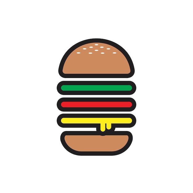 Hamburger plat logo en pictogram illustratie ontwerp in vector