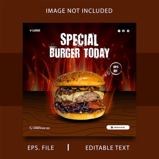 Hamburger poster verkoop sociale media promotie en instagram banner poster post sjabloonontwerp