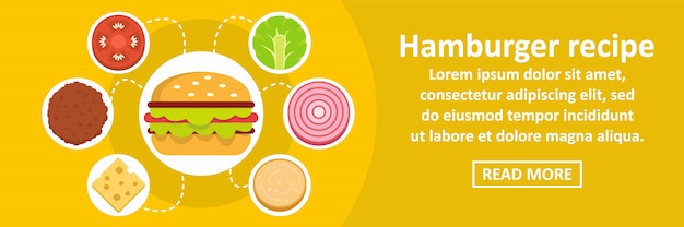 Hamburger recept banner sjabloon horizontale concept