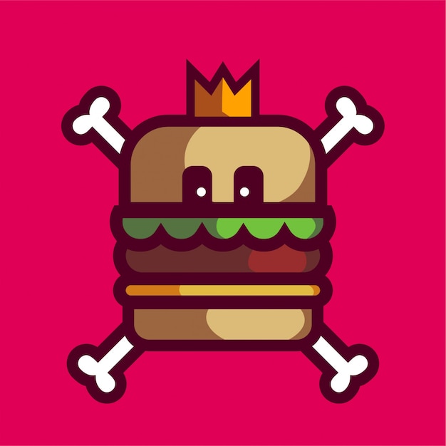 Hamburger schedel mascotte logo