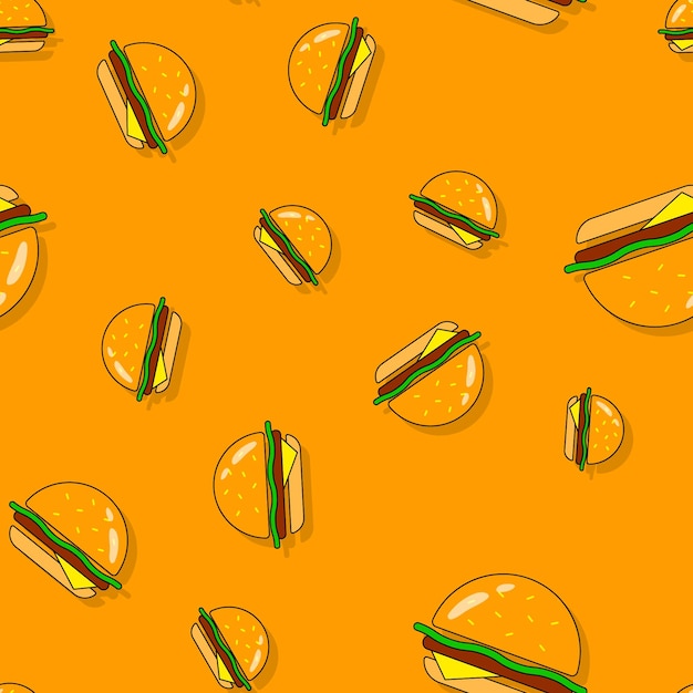 Hamburger seamless pattern Vector burger background for design